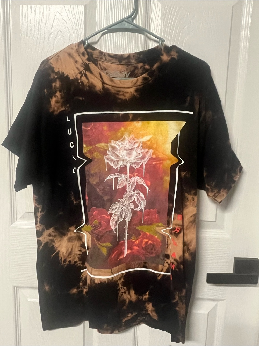 POPULAR POISON Shirt Youth Large Black Tie Dye Rose Lucid Dreams Tee
